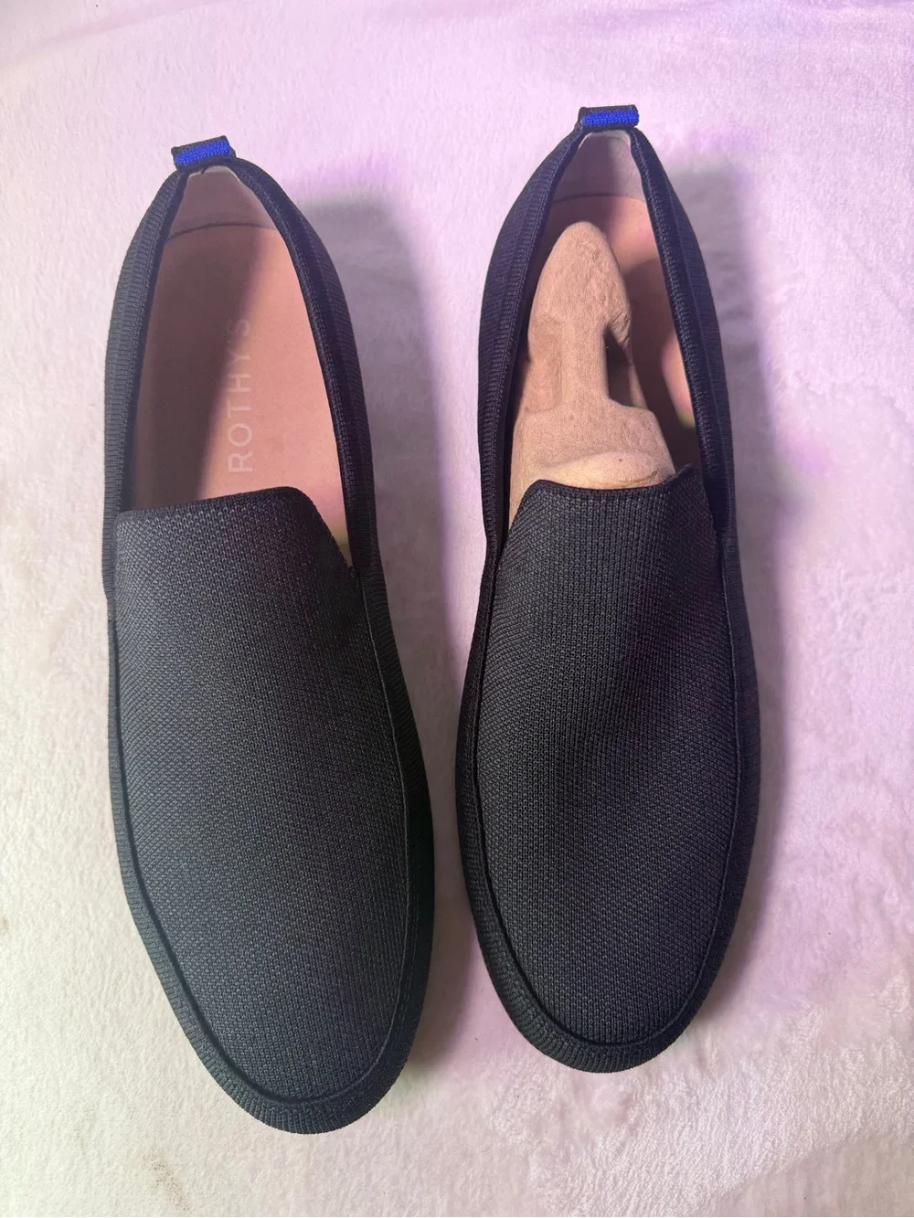 Rothy's Black Men's Slip-On Loafers with Brown Sole